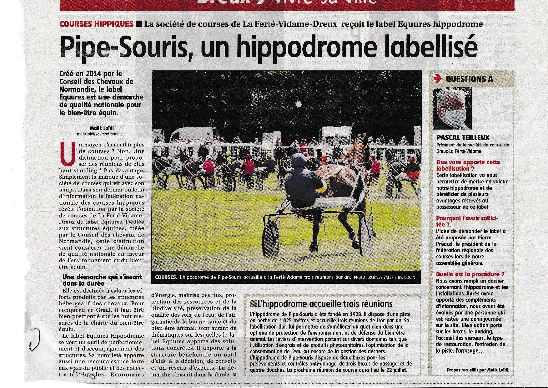 L'hippodrome de Pipe Souris labellisé Equures