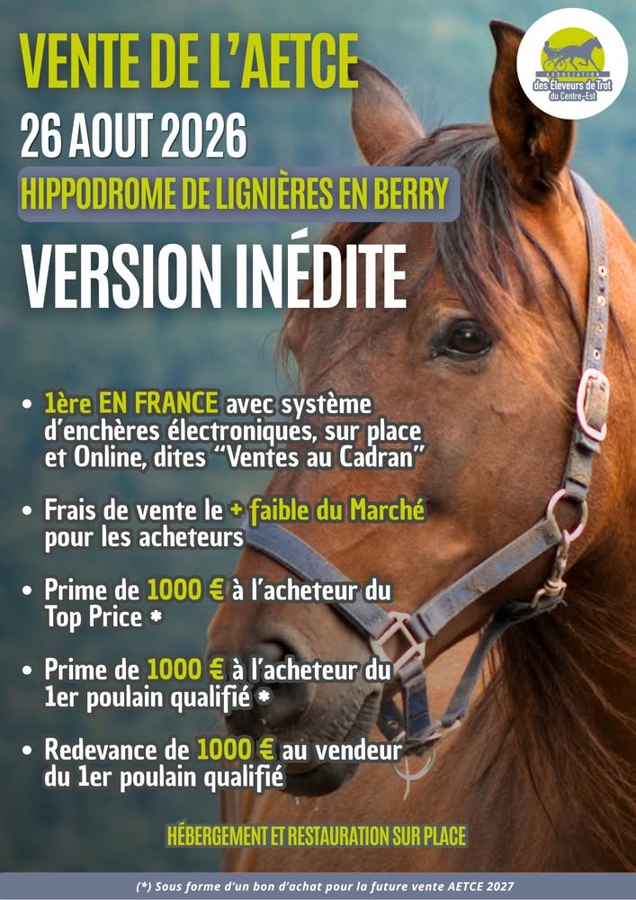 une première vente aux enchères de yearling trotteurs à Lignières le 26 août 2026